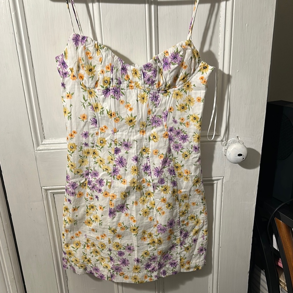 Zara purple and Yellow Floral Dress
